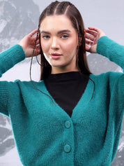 Kotty Women Ribbed Cotton Crop Cardigan