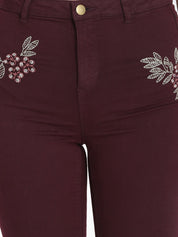 Kotty Women Maroon Skinny Fit High-Rise Clean Look Stretchable Jeans