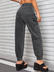 Kotty Women Jean High-Rise Light Fade Stretchable Cargo Jogger