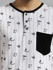 Kotty Men White Printed Round Neck T-shirt