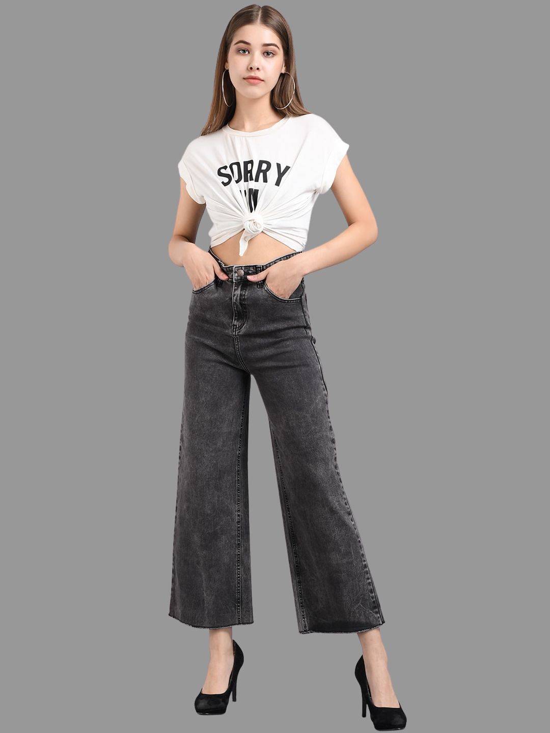 Kotty Women Flared High-Rise Cotton Lycra Stretchable Jeans