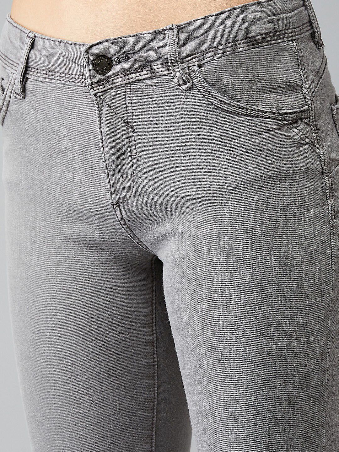 Kotty Women Grey Skinny Fit High-Rise Clean Look Jeans