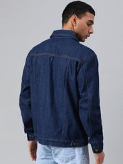 Kotty Men Spread Collar Long Sleeves Denim Jacket