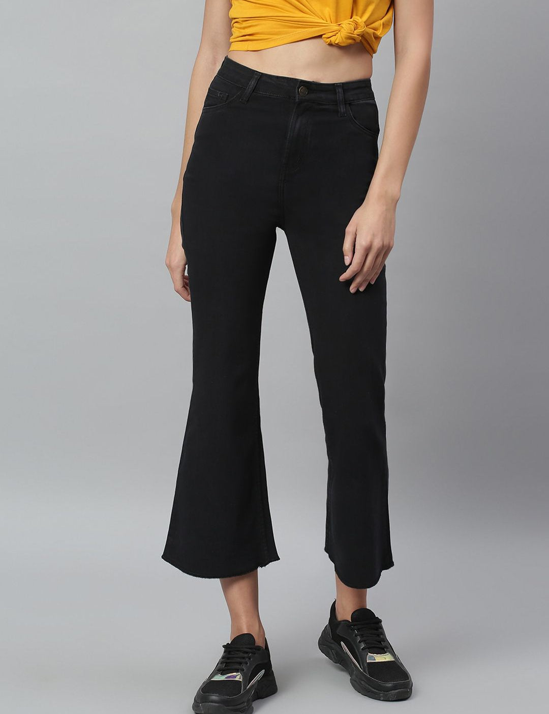 Kotty Women Black Bootcut High-Rise Clean Look Stretchable Jeans