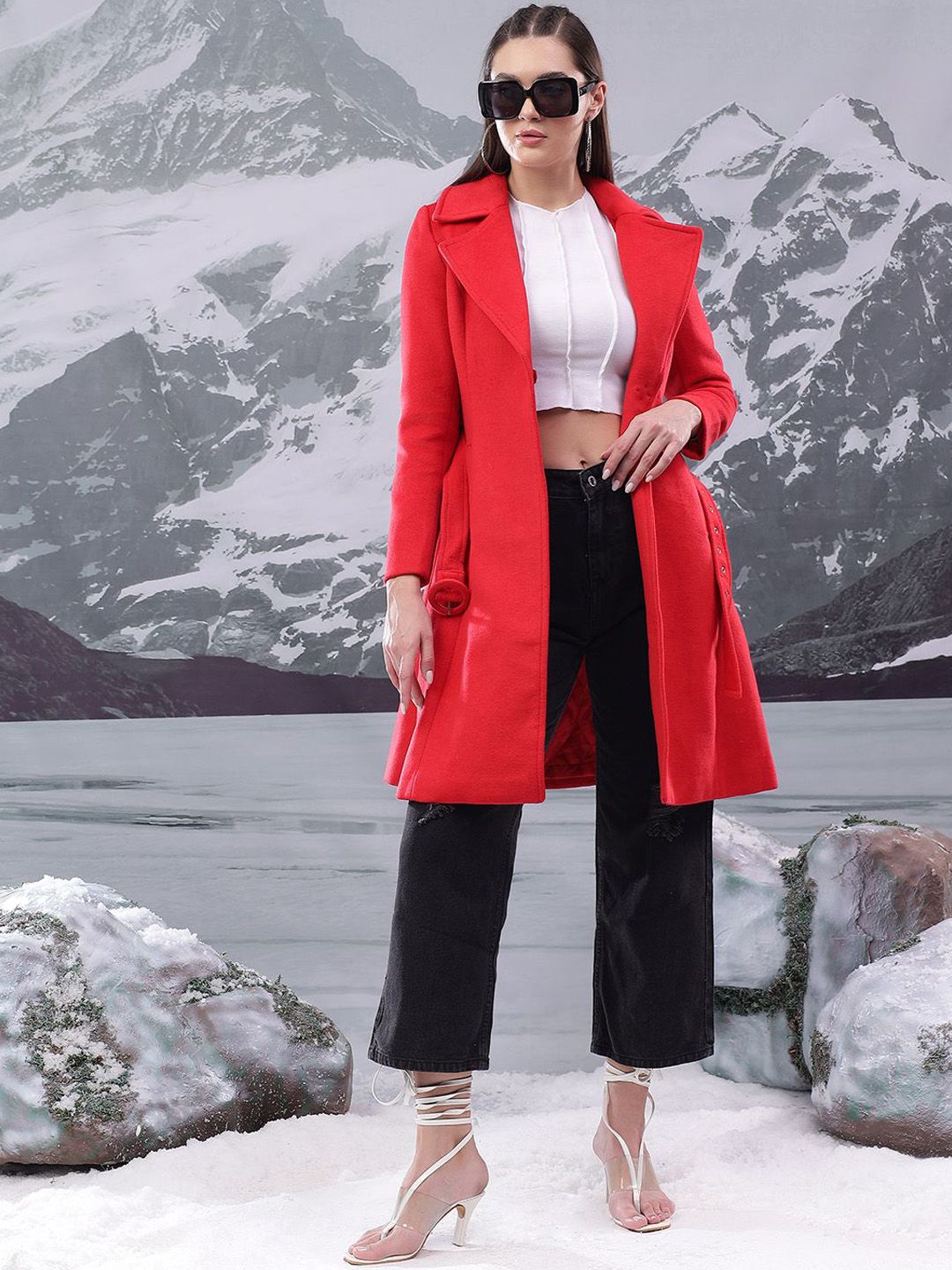 Kotty Women Notched Lapel Single-Breasted Overcoat