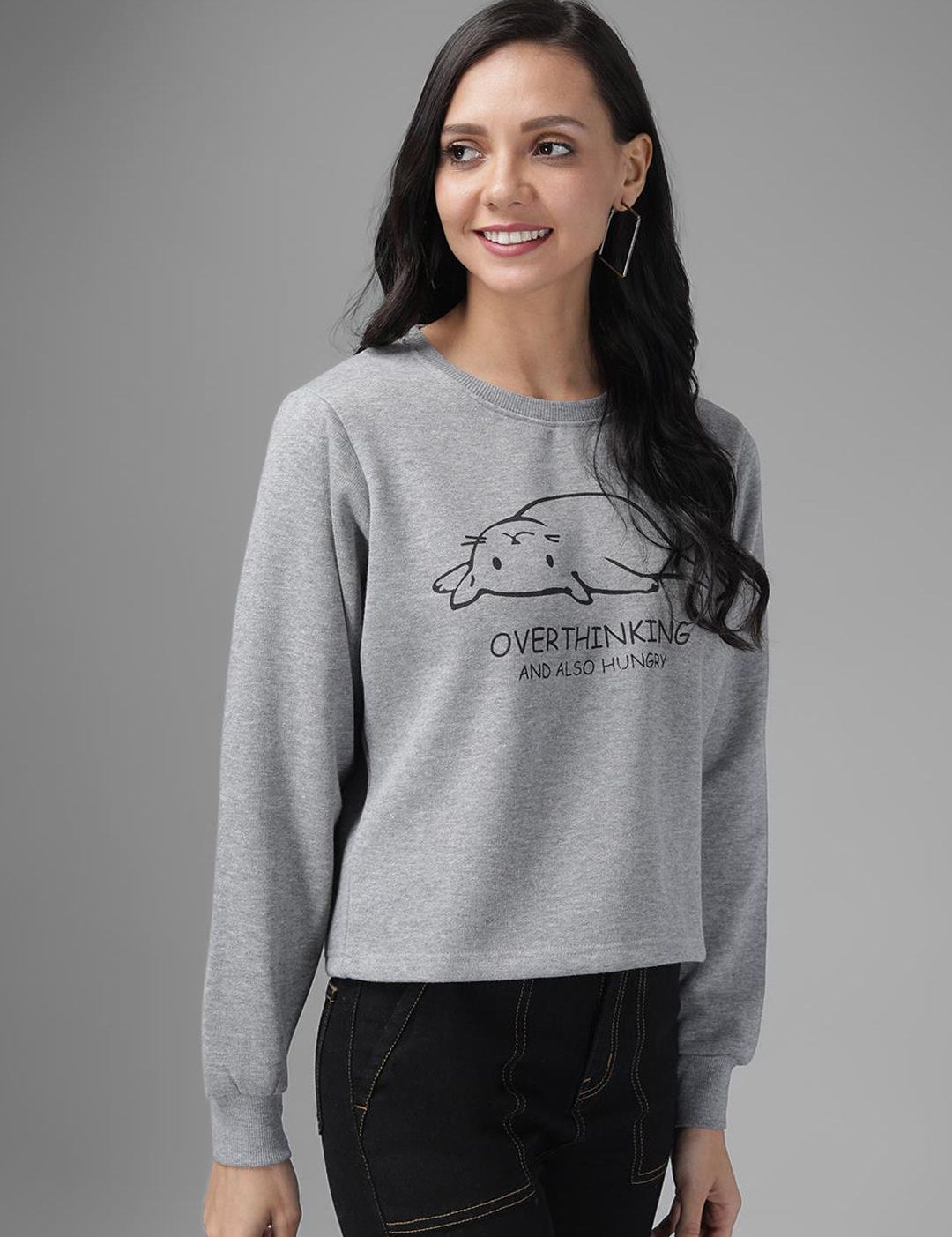 Kotty Women Grey Printed Sweatshirt