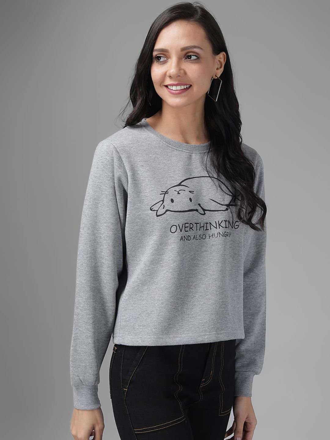 Kotty Women Grey Printed Sweatshirt