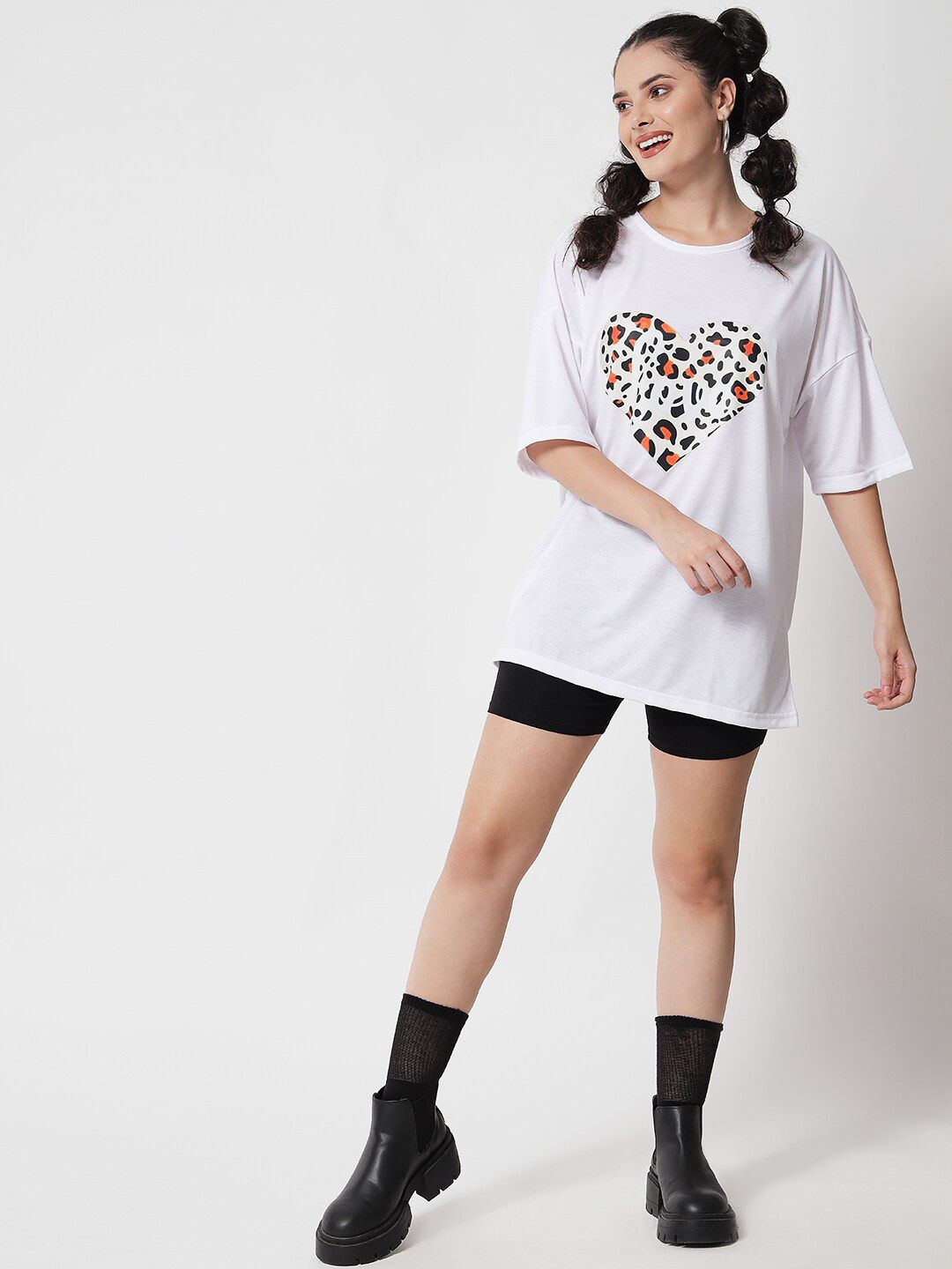 Kotty Animal Printed Loose Cotton T-shirt
