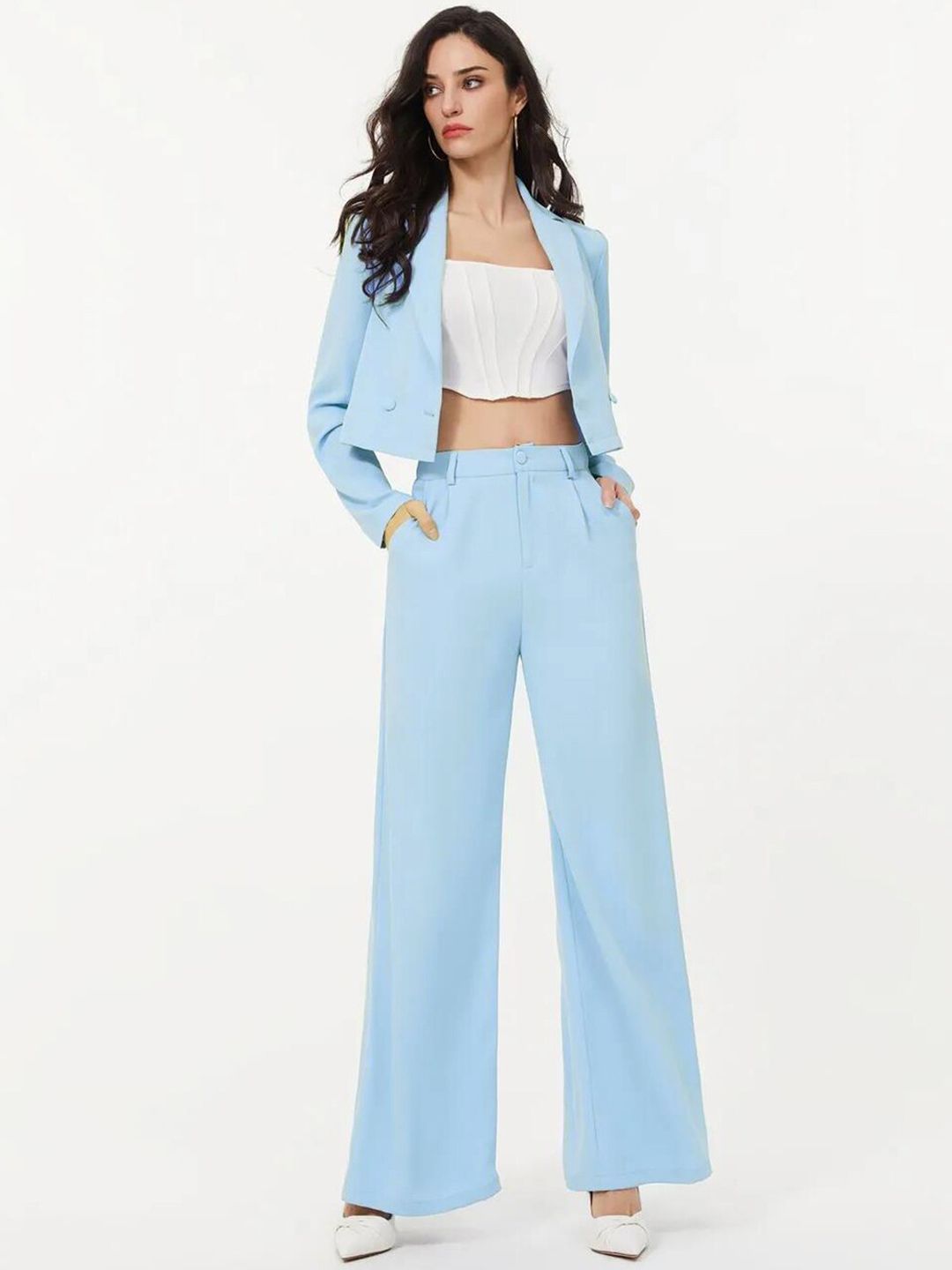 KOTTY BIZwear Notched Neck Long Sleeves Blazer & Trousers