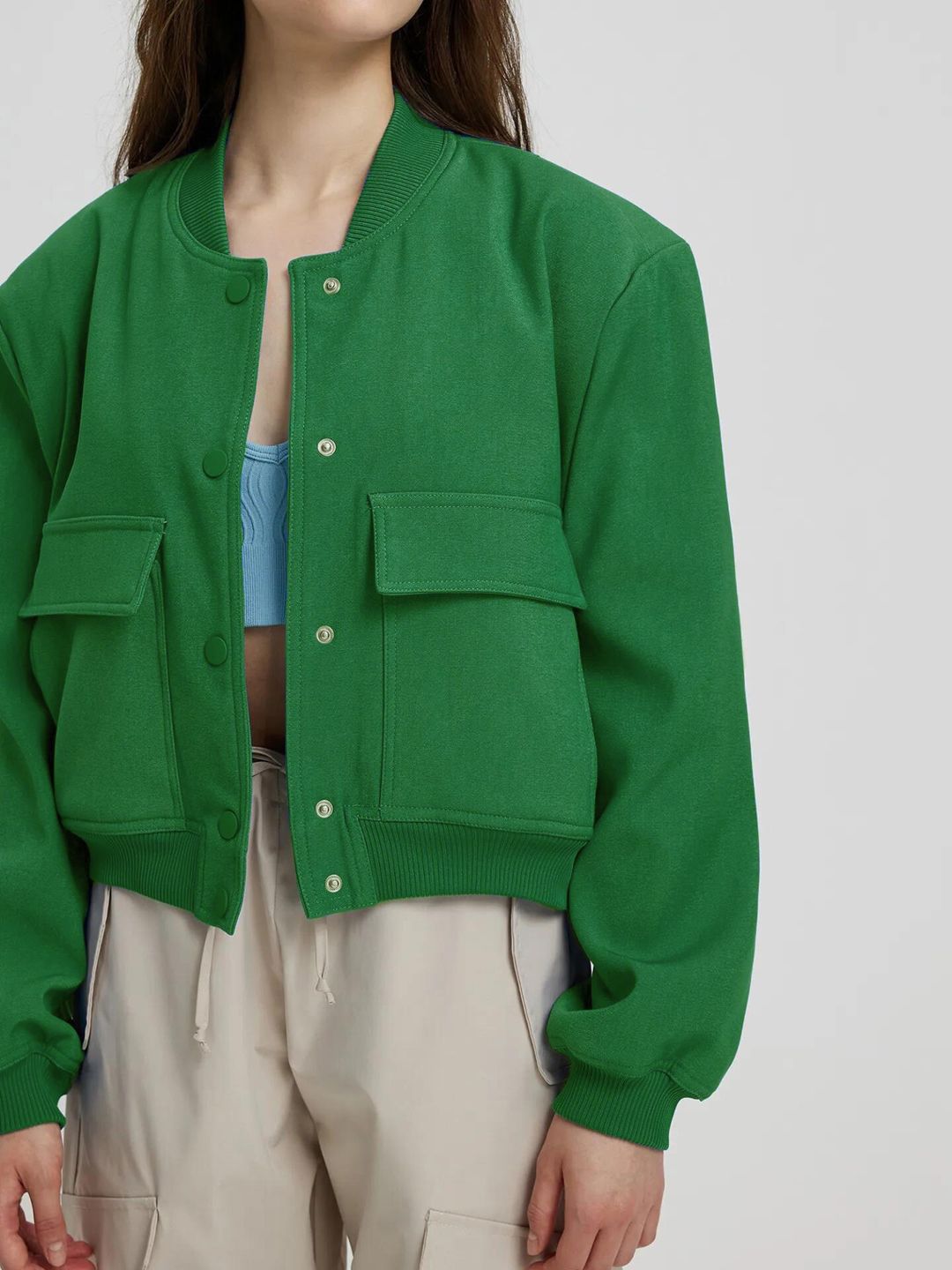 Kotty Stand Collar Fleece Bomber Jacket