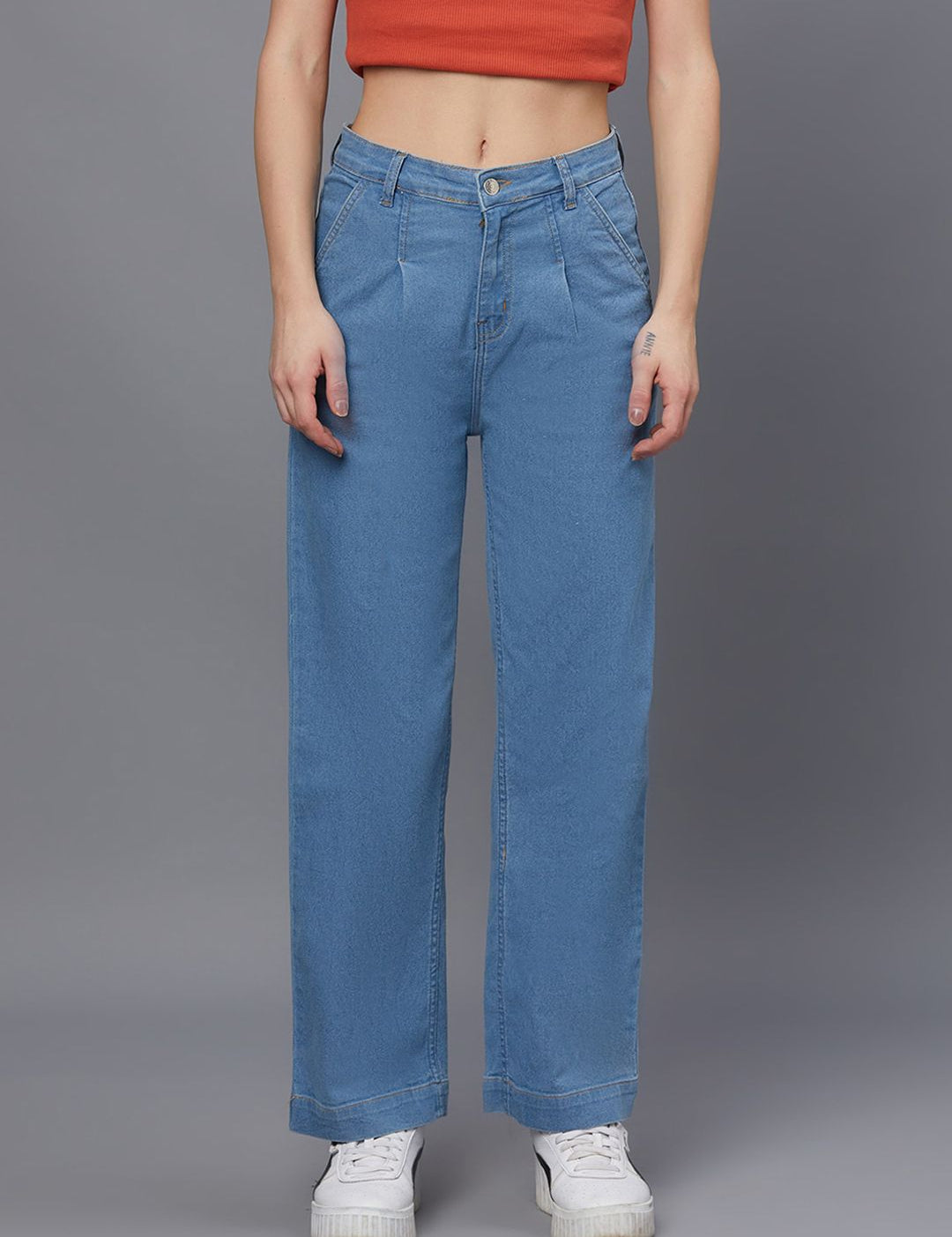 Kotty Women Blue Jean Straight Fit Stretchable Jeans