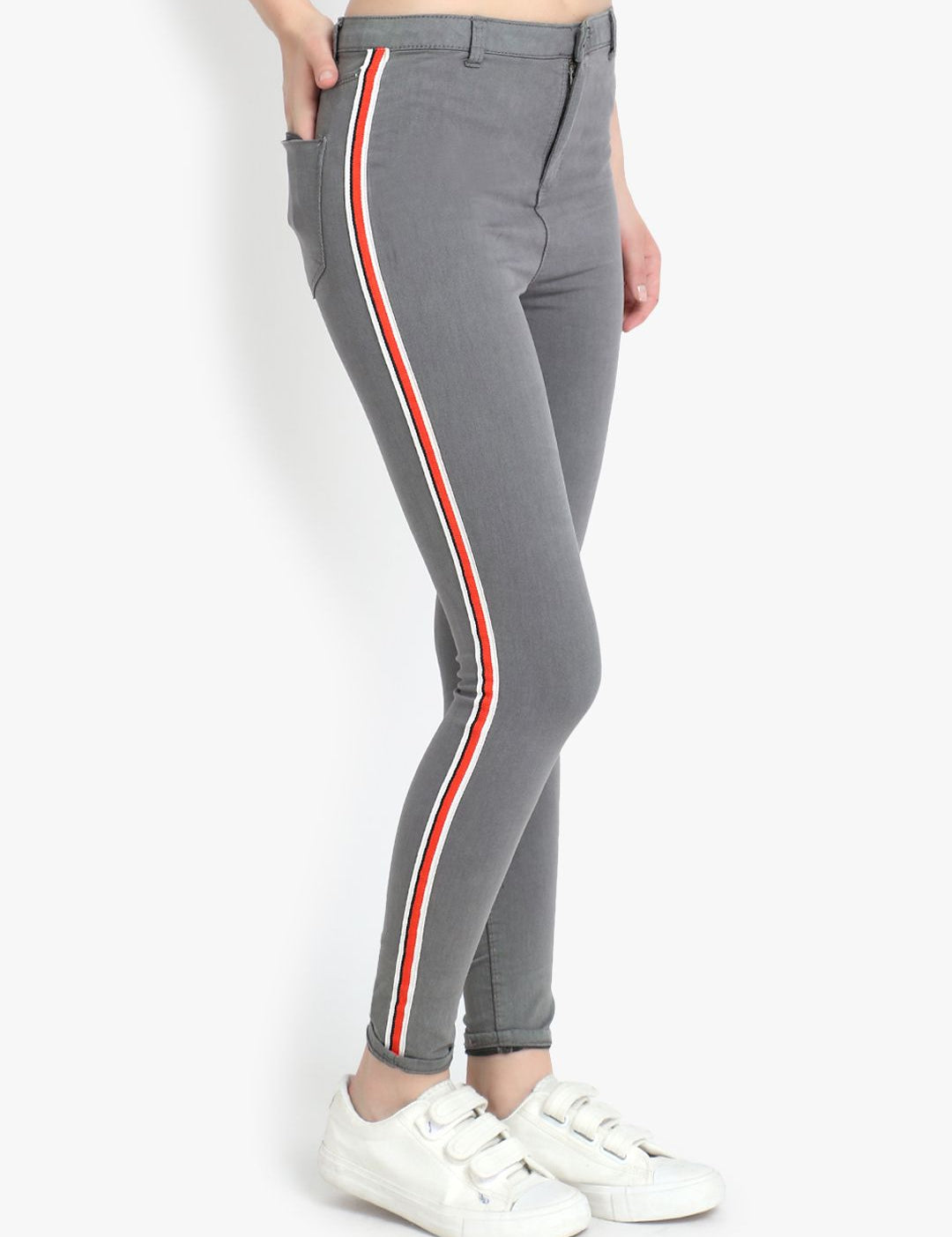 Kotty Women Grey Skinny Fit High-Rise Clean Look Stretchable Jeans