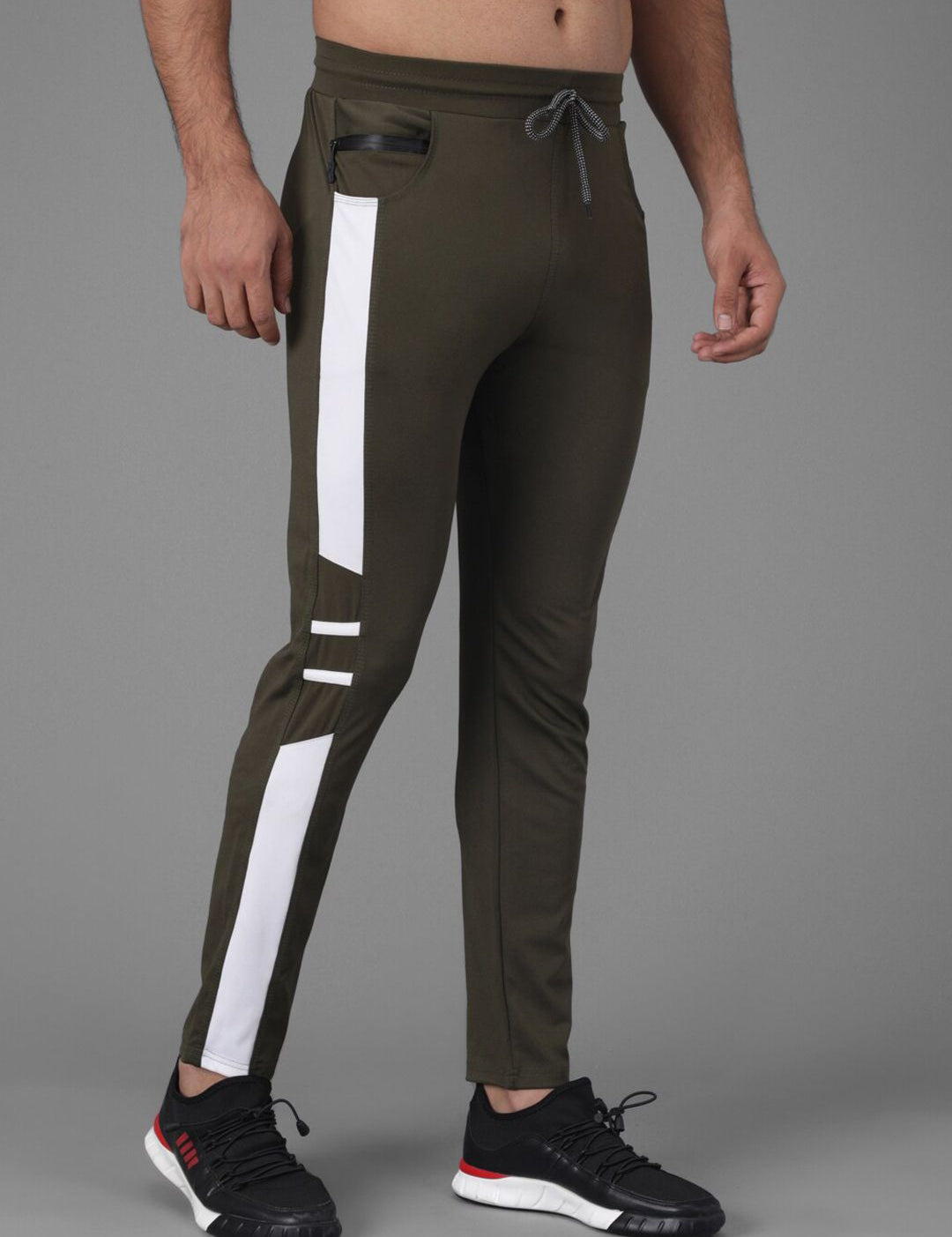 Kotty Men Olive Green Solid Track Pants