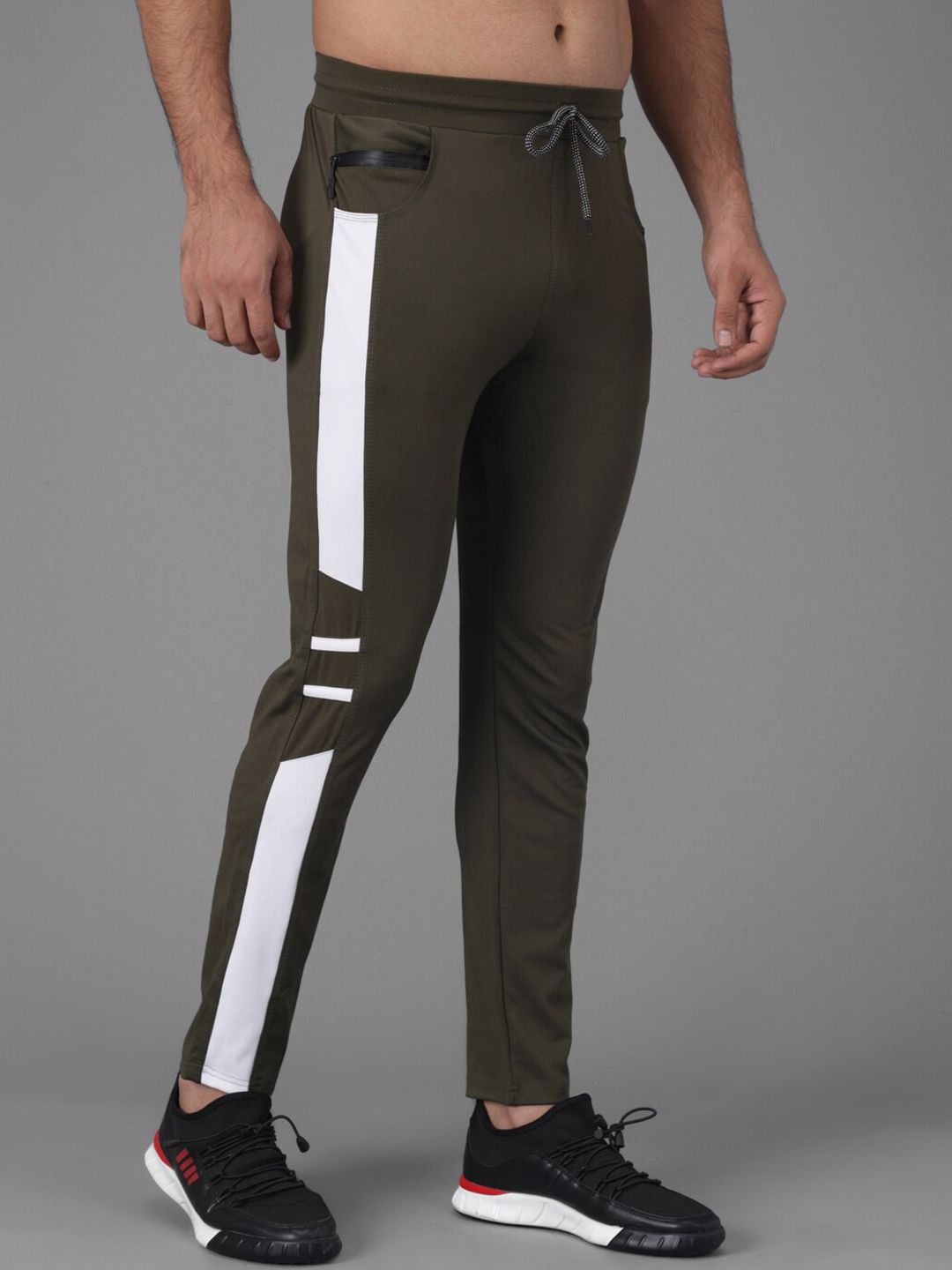 Kotty Men Olive Green Solid Track Pants