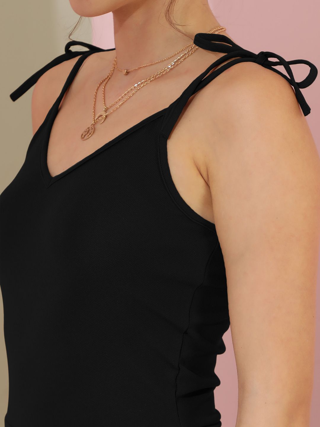 Kotty Shoulder Straps Solid A-Line Dress