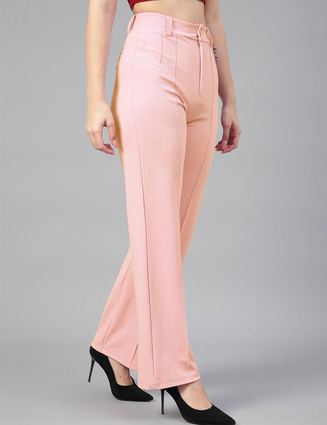 Kotty Women Straight Fit High-Rise Easy Wash Trousers