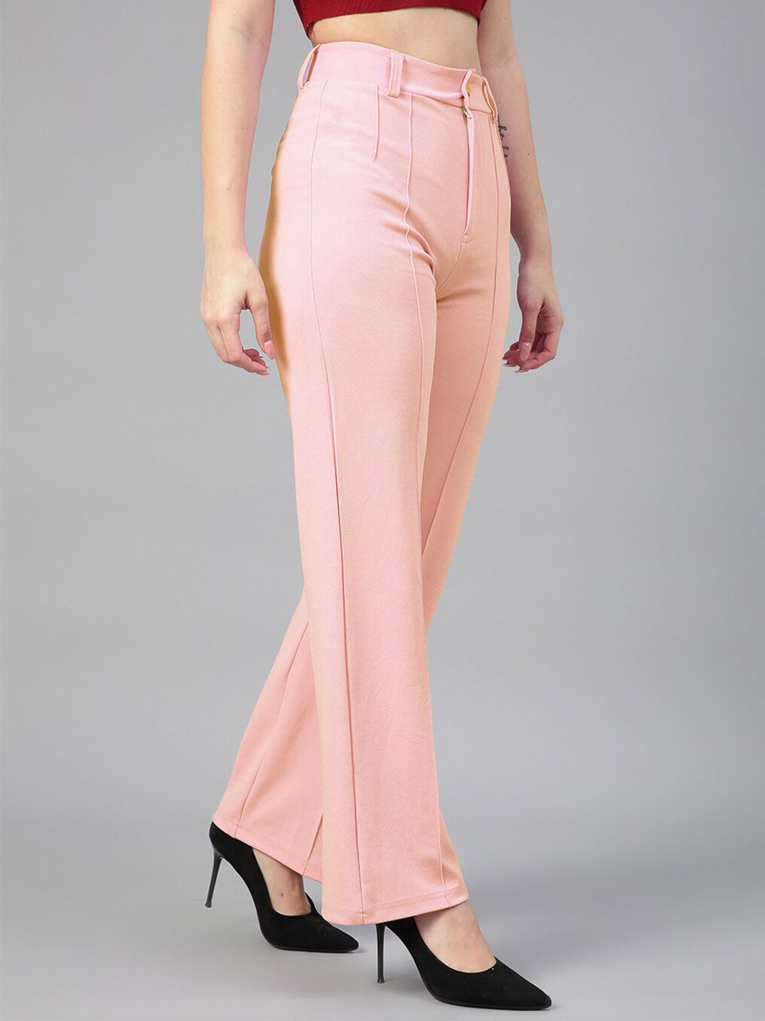 Kotty Women Straight Fit High-Rise Easy Wash Trousers