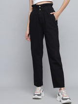 Kotty Women Black Jean Boyfriend Fit High-Rise Stretchable Jeans