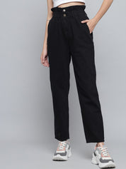 Kotty Women Black Jean Boyfriend Fit High-Rise Stretchable Jeans