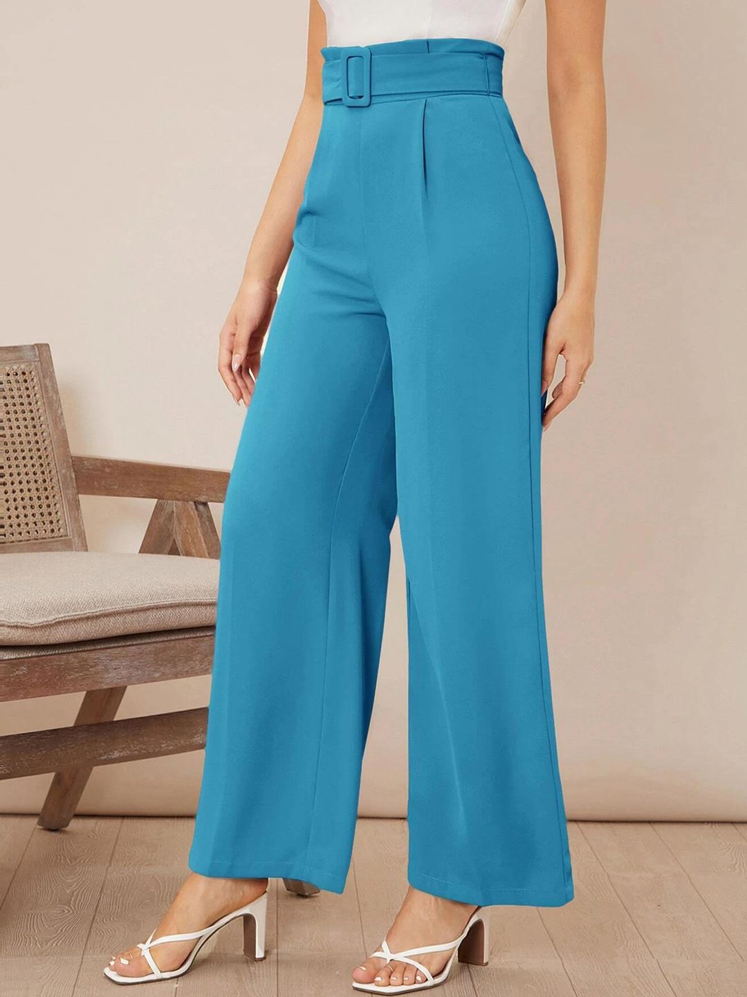 Kotty Women Pack Of 2 Relaxed High-Rise Straight Fit Easy Wash Pleated Trousers