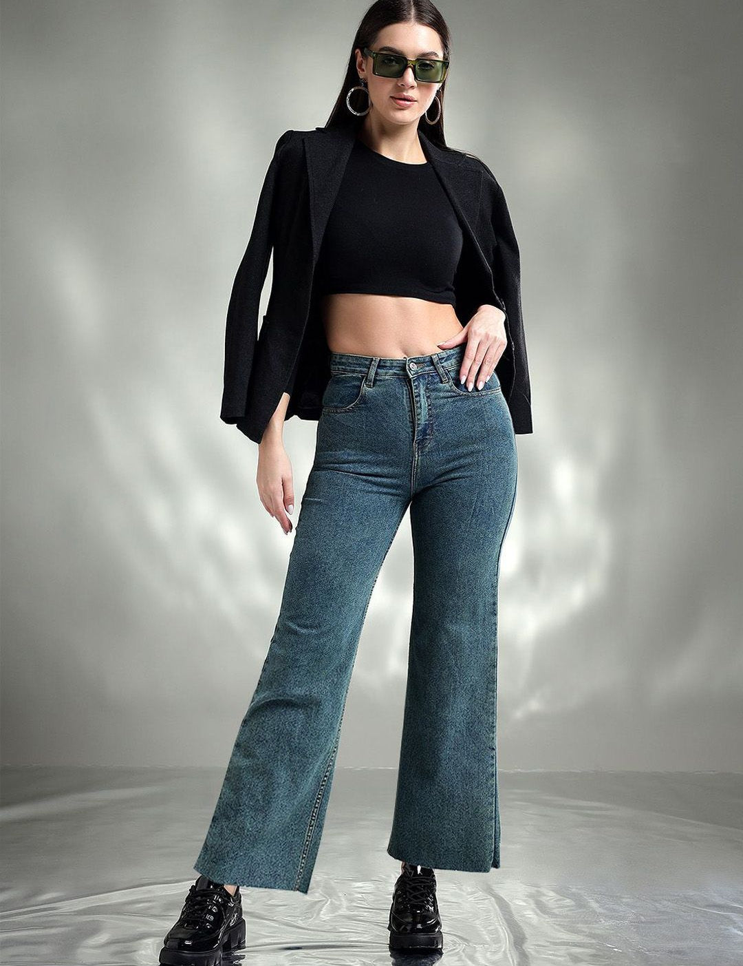 Kotty Women Jean Flared High-Rise Stretchable Jeans