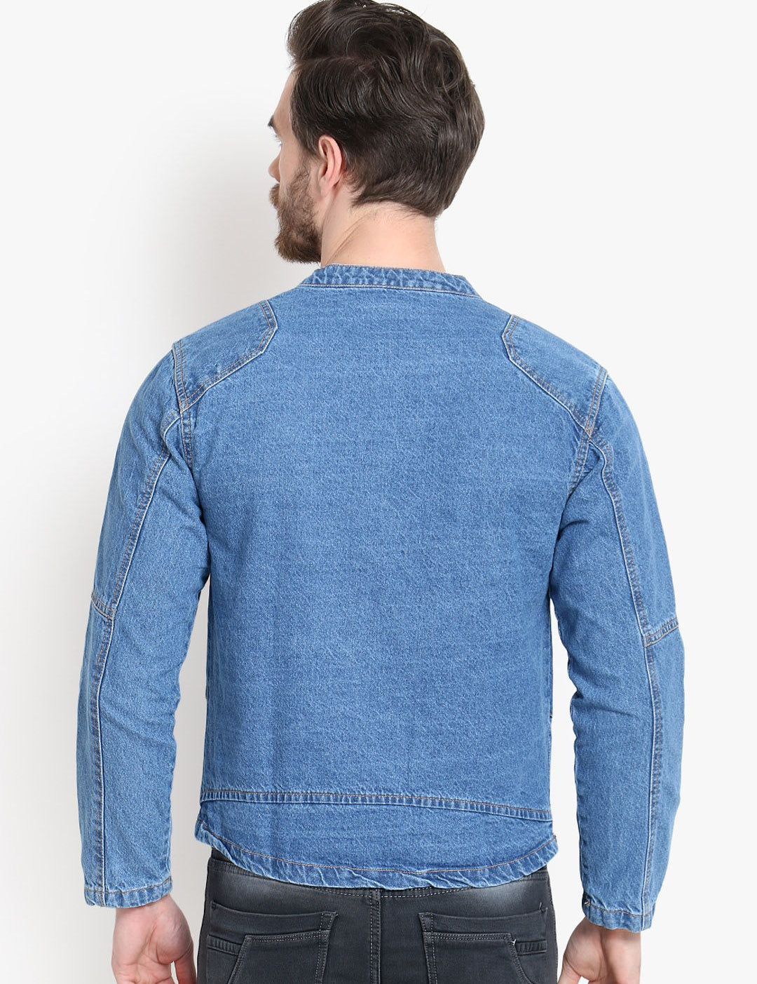 Kotty Men Blue Solid Denim Jacket