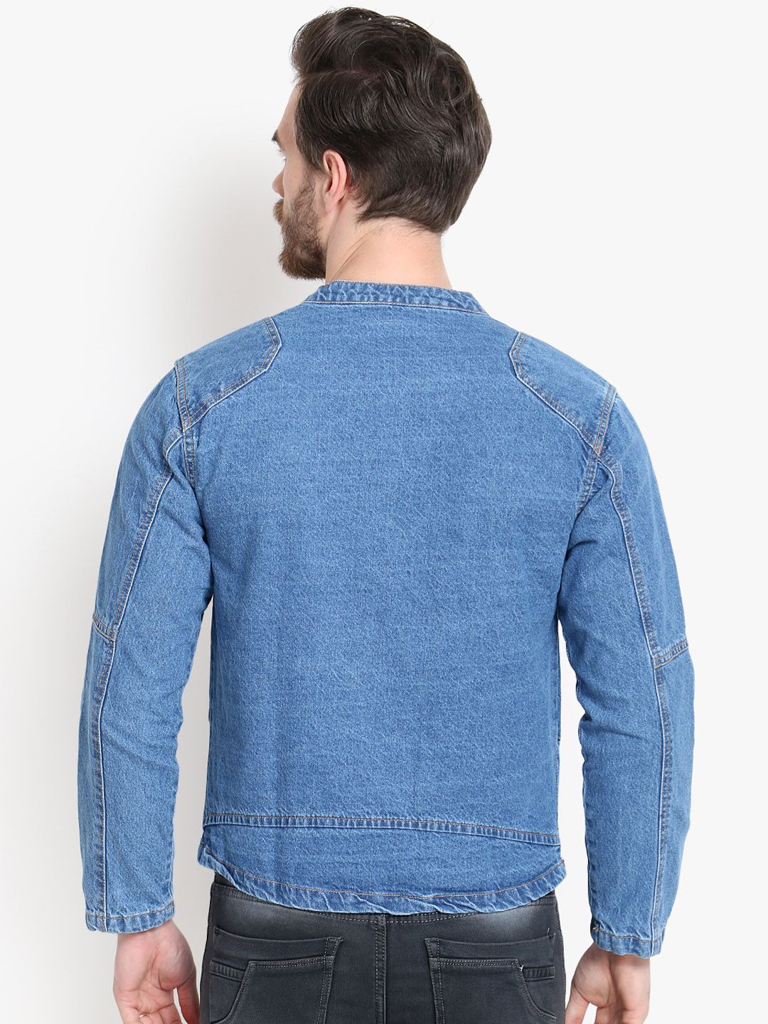 Kotty Men Blue Solid Denim Jacket
