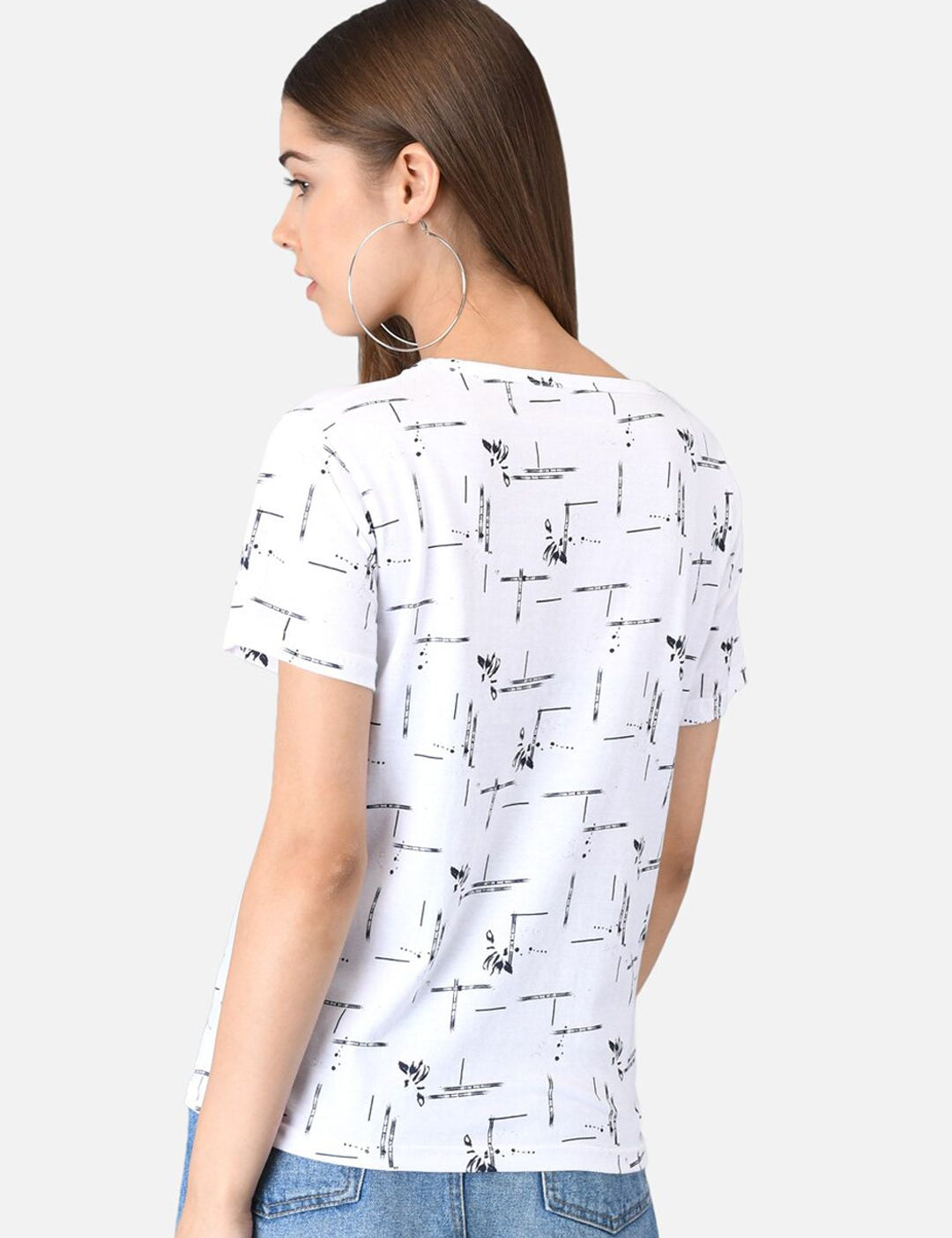 Kotty Women Pack of 2 White & Blue Printed Round Neck T-shirts