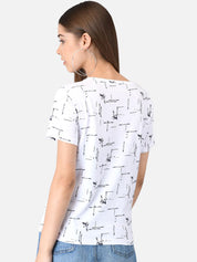 Kotty Women Pack of 2 White & Blue Printed Round Neck T-shirts