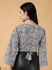 Kotty Floral Print Kimono Sleeve Cotton Top