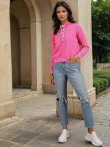 Kotty Women Solid Mock Collar Sweatshirt