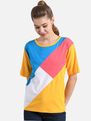 Kotty Women Pack of 2 Multicoloured Colourblocked Round Neck T-shirts