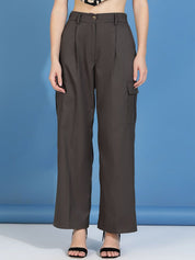 Kotty Women Relaxed Straight Fit High-Rise Pleated Trouser