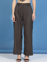 Kotty Women Relaxed Straight Fit High-Rise Pleated Trouser