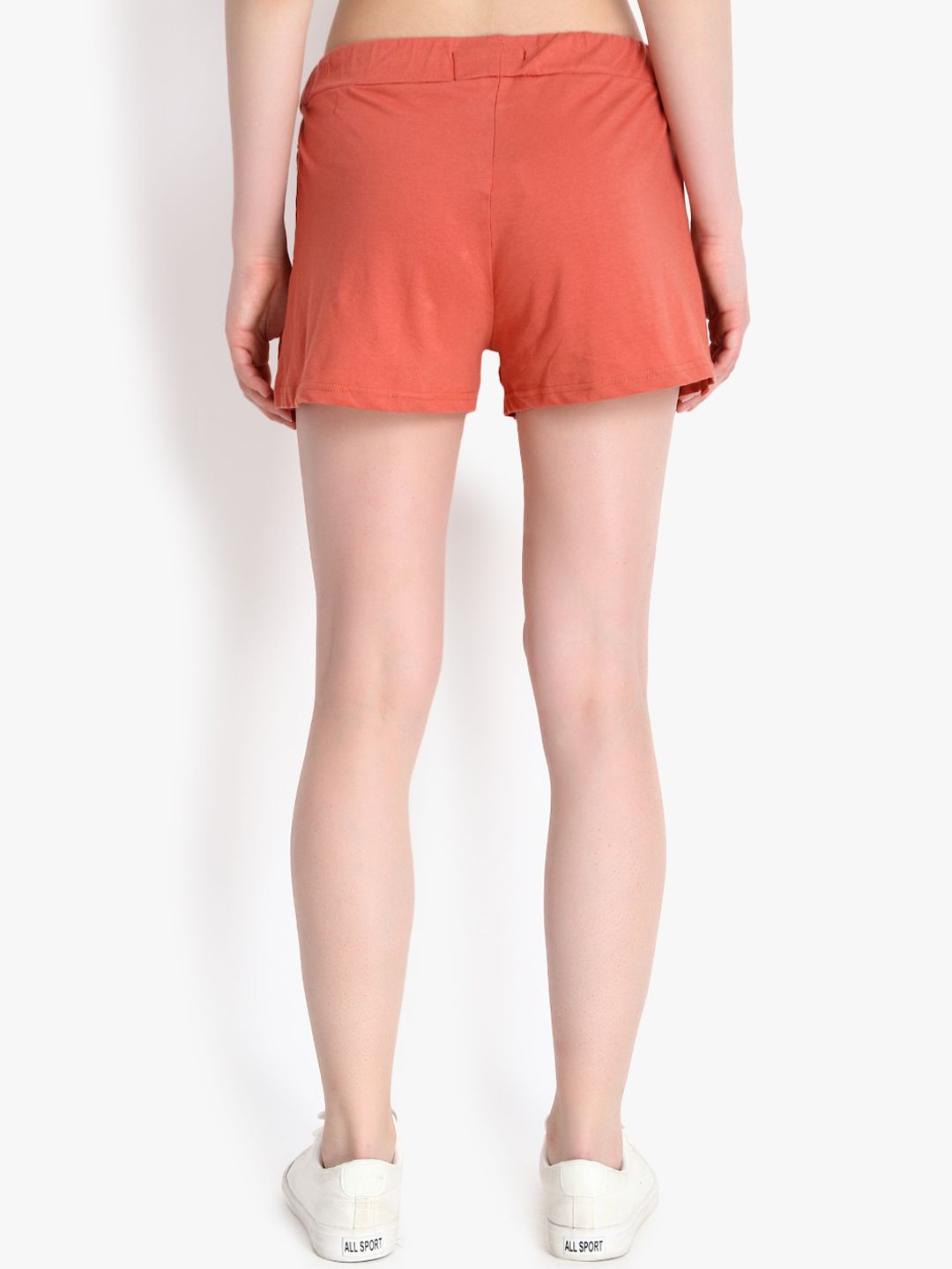 Kotty Women Rust Orange Self Design Regular Fit Hot Pants