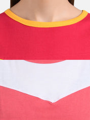 Kotty Women Pink & Yellow Pack of 2 Colourblocked Round Neck Tshirts