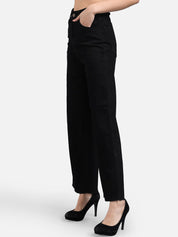Kotty Women Black Wide Leg High-Rise Clean Look Jeans