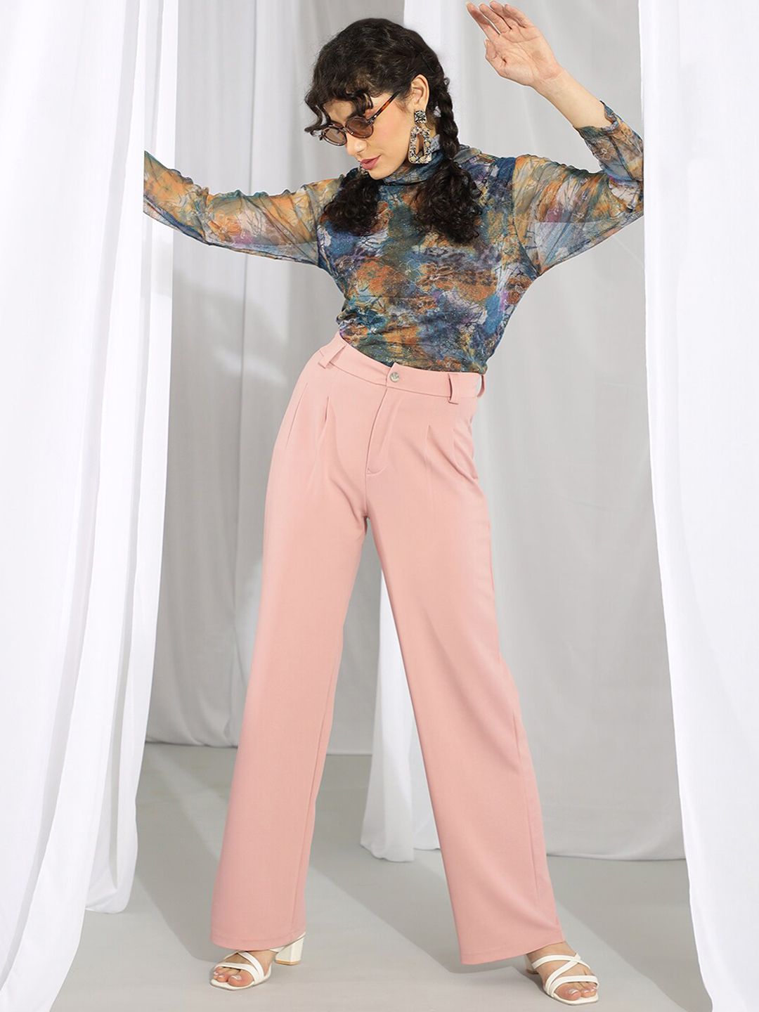 KOTTY BIZwear Women Relaxed High-Rise Straight Fit Trousers