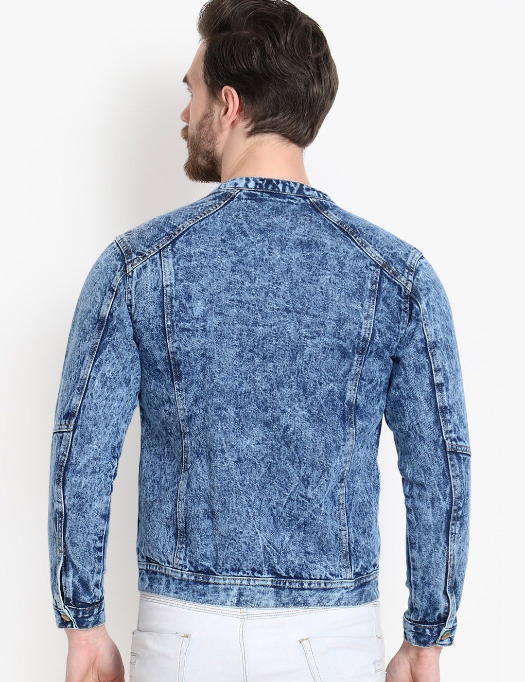 Kotty Men Blue Solid Denim Jacket