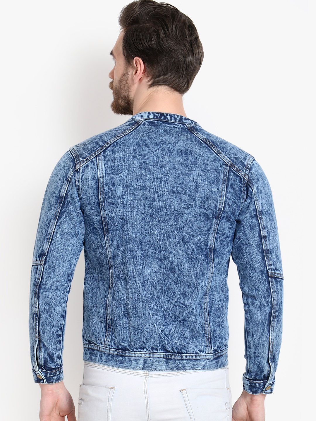 Kotty Men Blue Solid Denim Jacket