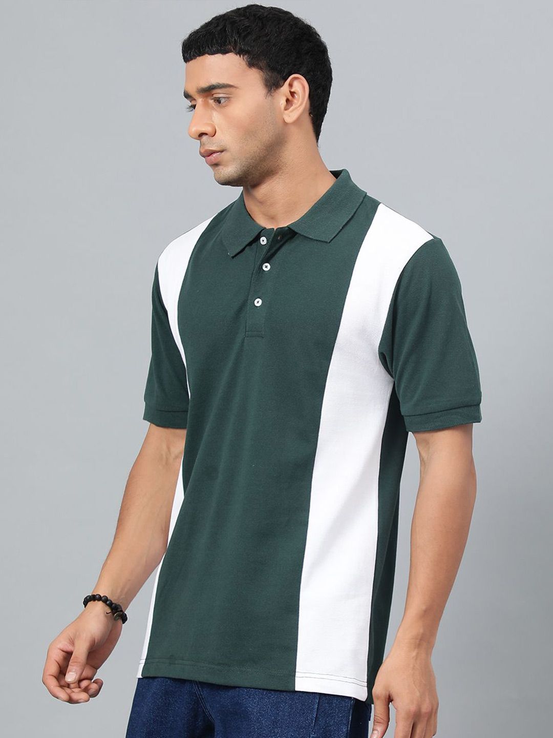Kotty Men Colourblocked Polo Collar T-shirt