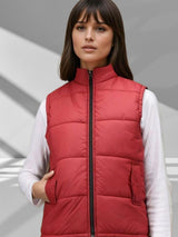 Kotty Women Stand Collar Solid Lightweight Puffer Jacket