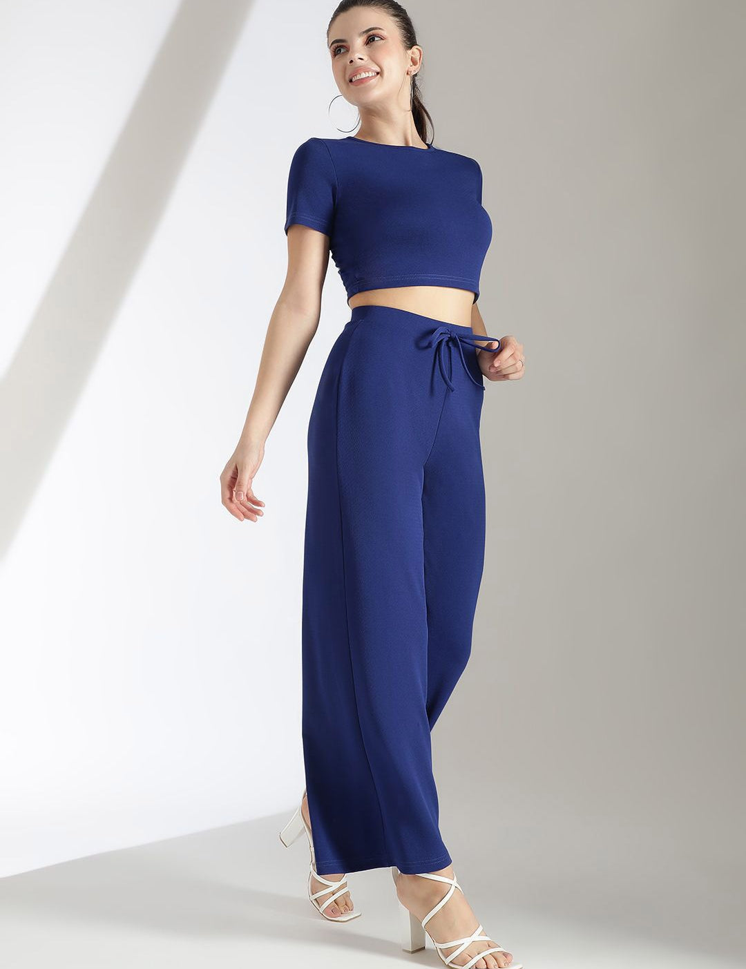 Kotty Blue Round Neck Top With Trouser  