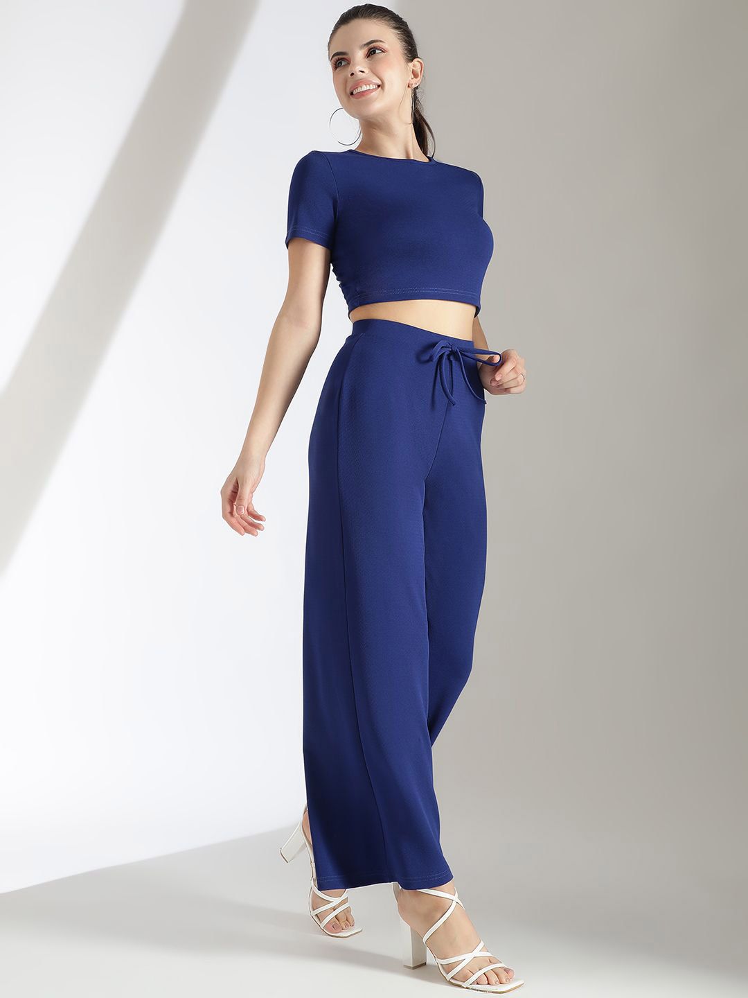 Kotty Blue Round Neck Top With Trouser  