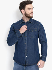Kotty Men Blue Solid Lightweight Denim Jacket
