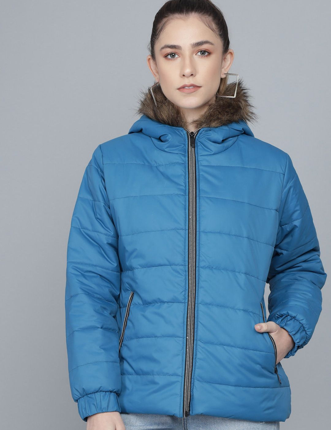 Kotty Woman Blue Lightweight Longline Puffer Jacket