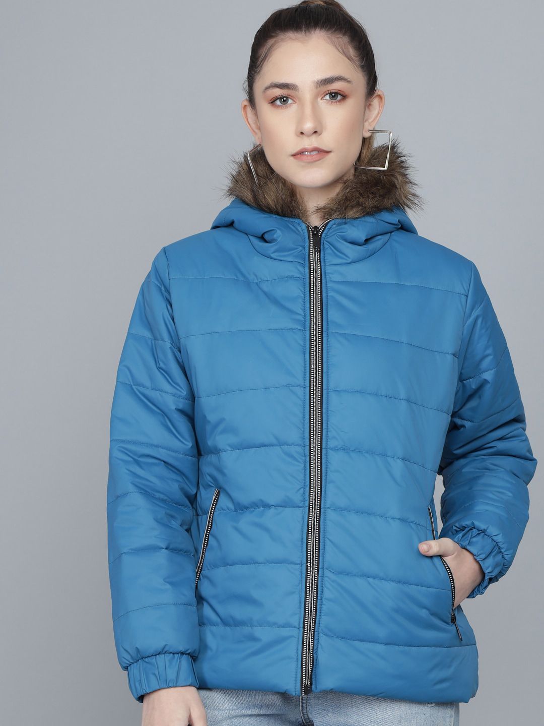 Kotty Woman Blue Lightweight Longline Puffer Jacket
