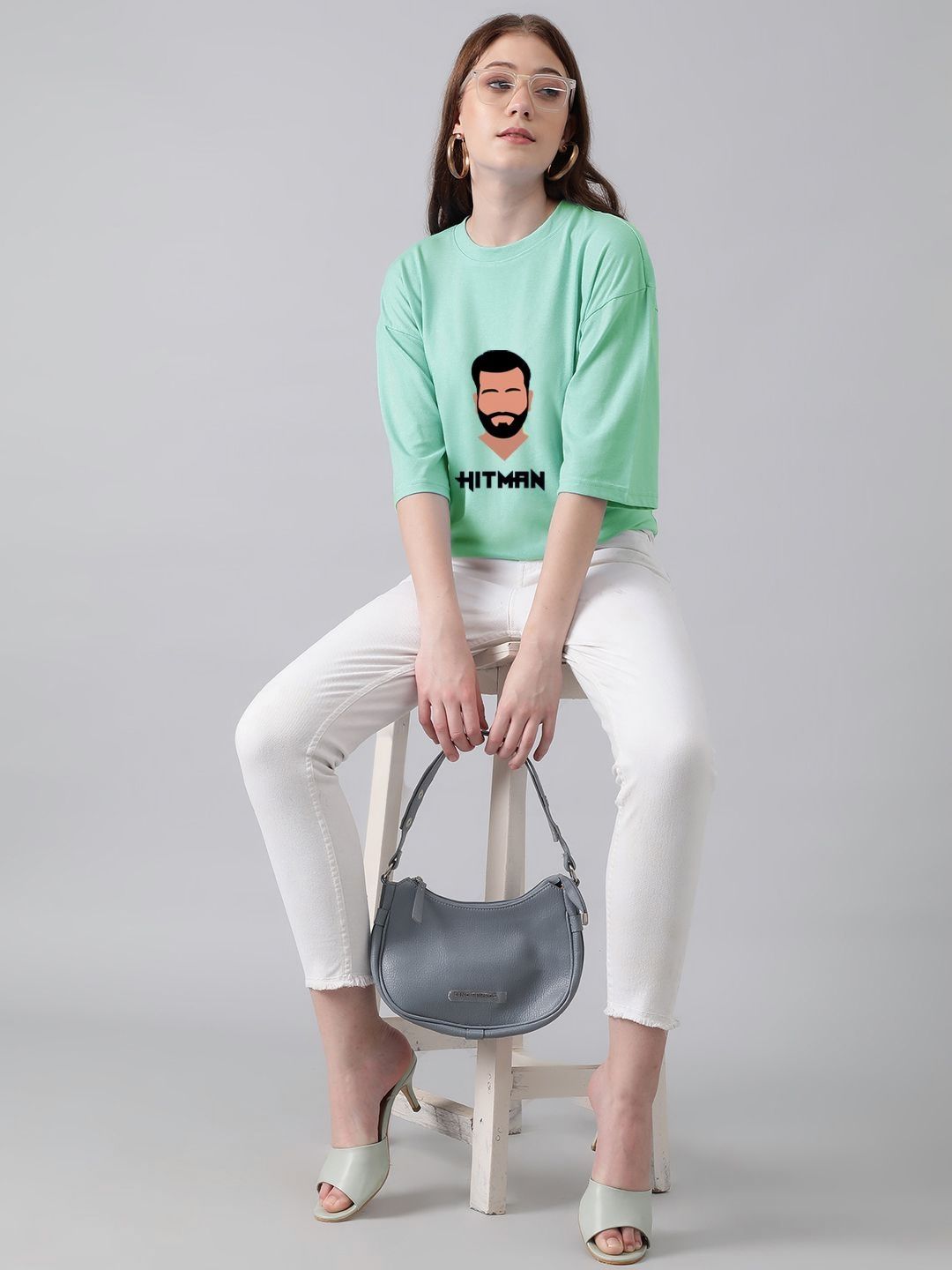 Kotty Women Graphic Printed Round Neck Cotton Oversized T-shirt