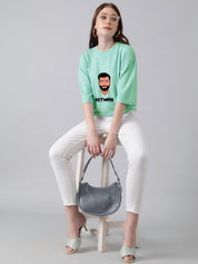 Kotty Women Graphic Printed Round Neck Cotton Oversized T-shirt