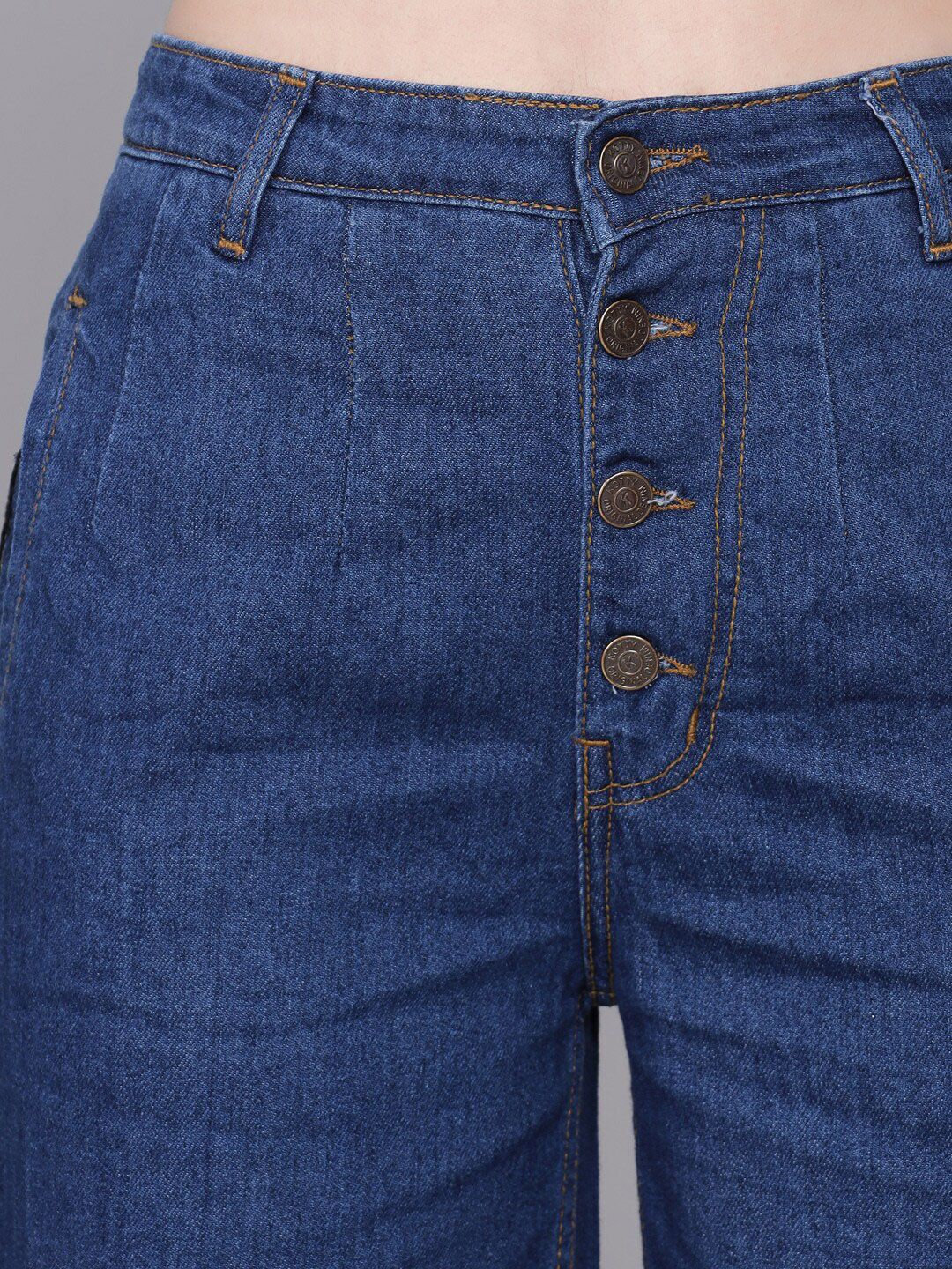 Kotty Women Blue Flared High-Rise Mildly Distressed Jeans